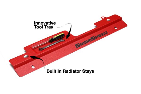 GrimmSpeed 02-07 Subaru Impreza/WRX / 04-07 STI Radiator Shroud w/Tool Tray - Red-thumbmail-2