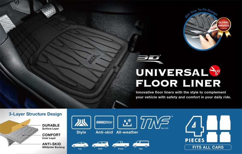 3D MAXpider 777-1 Universal Kagu Black Mat 4pcs (Size: L Front L 28in x W 21in Rear L 20in x 21in)-thumbmail-3