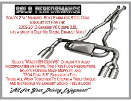 Solo Performance 2010-2016 V6 Genesis Coupe Stainless Steel Cat-Back Exhaust Kit (994976-SL)-thumbmail-2