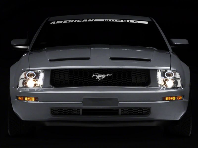 Raxiom 05-09 Ford Mustang Excluding GT500 LED Halo Projector Headlights- Chrome Housing (Clear Lens)-thumbmail-2
