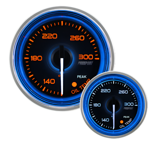 2-1/16" Crystal Blue/White Oil Temperature Gauge-thumbmail-1