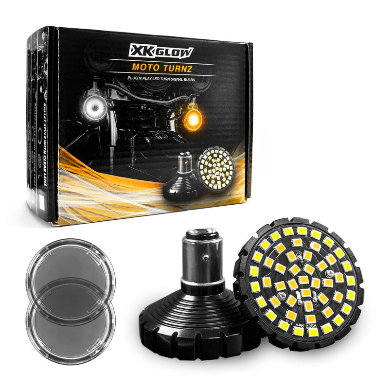 XK Glow Motorcycle Front LED Turn Signal Kit - Bulet Style Smoked Lenses-thumbmail-1