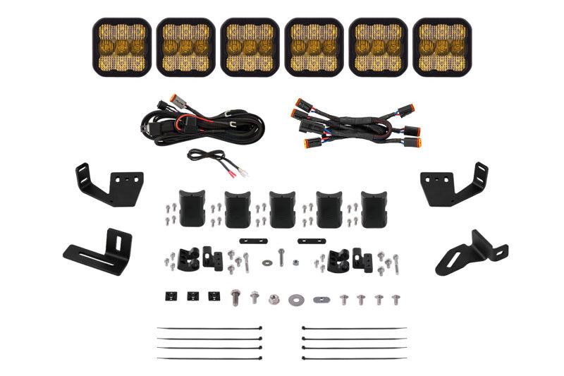 Diode Dynamics Prinsu/Sherpa Roof Racks- SS5 6-Pod CrossLink Mounting Kit Pro Yellow Combo-thumbmail-1