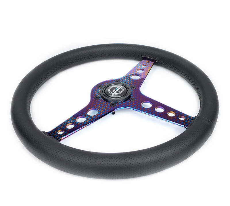 NRG Light Weight Gaming Steering Wheel - Driftz 350mm 3 NeoChrome Spokes Perforated Leather-thumbmail-2
