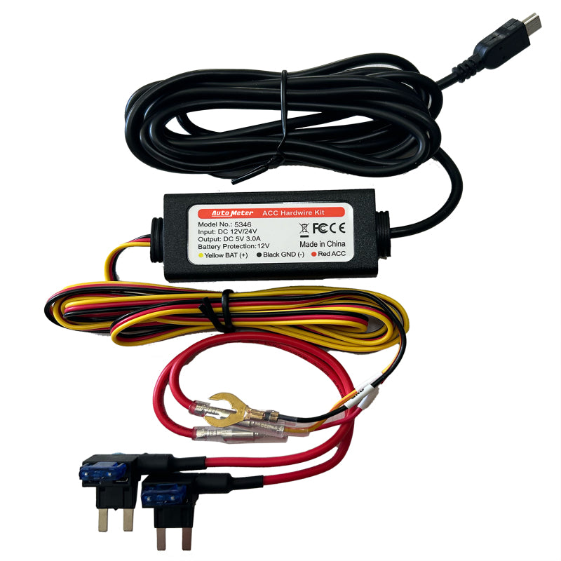 Autometer Hard Wire Kit w/Parking Mode (For Part #9124 Guardian 360 Dash Cam)-thumbmail-1