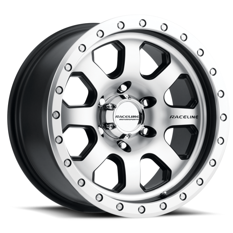 Raceline 929M Avenger 17x9in / 5x127 BP / -12mm Offset / 83.82mm Bore - Black & Machined Wheel-thumbmail-1