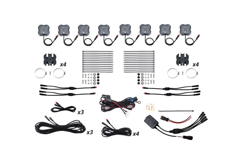 Diode Dynamics Stage Series SXS Rock Light Installer Kit - RGBW M8 w/Controller (8-pack)-thumbmail-1