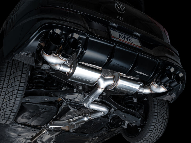 AWE MK8 Volkswagen Golf R 3in Touring Edition Quad Exhaust - Diamond Black Tips-thumbmail-3