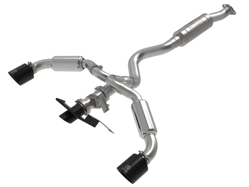 aFe 23-24 Toyota GR Corolla L3 1.6L (t) Gemini XV 3in to 2-1/2in Cat Back Exhaust w/ Black Tips-thumbmail-1