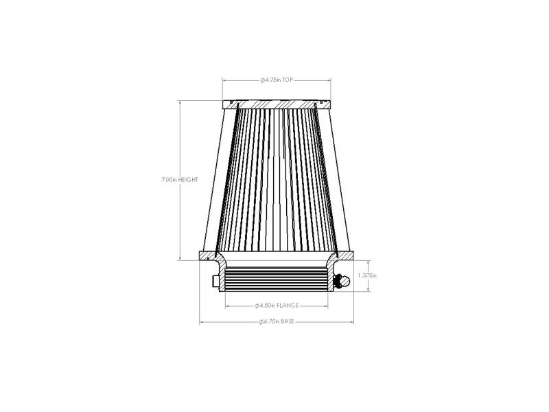 aFe POWER Universal Clamp-On Air Filter w/ D2 Dura-Dry Media - 4.5in F x 7in B x 4.75in T x 7in H-thumbmail-3