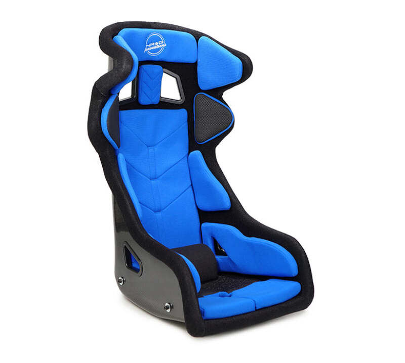 NRG FIA Competition Seat w/ Head Containment & Comp Fabric Velcro Paddings Snug Thick Cushion - Blue-thumbmail-1