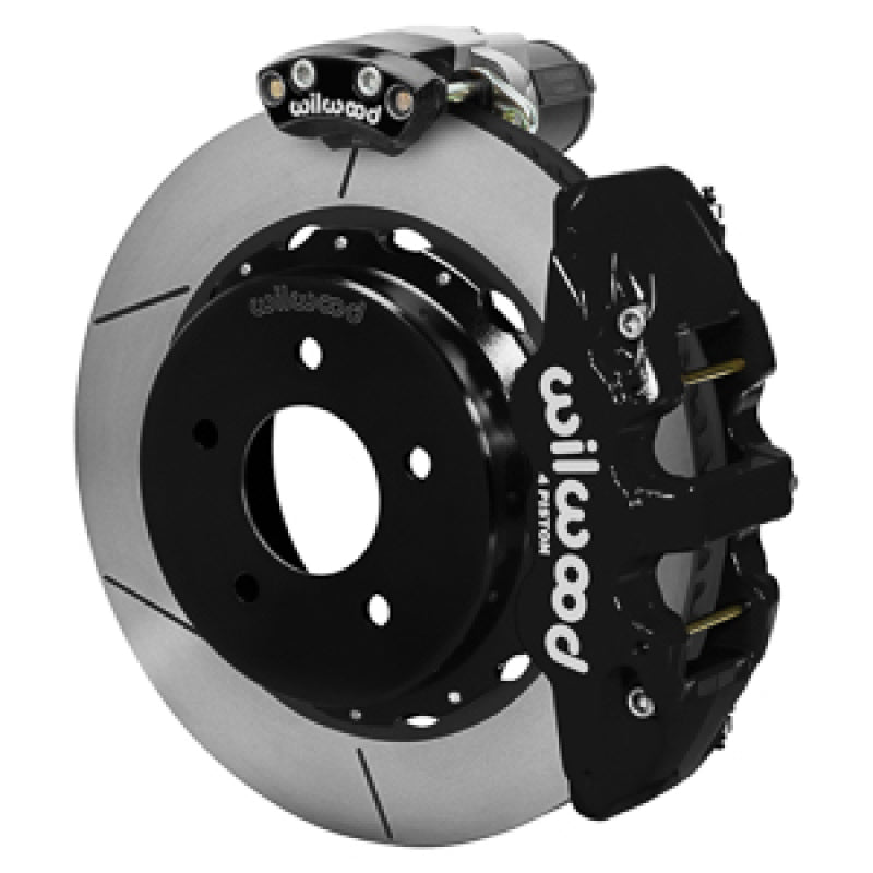 Wilwood 88-98 GM C1500 Aero4 Rear Electronic Parking Brake Kit 14in Rotor 3.25in Offset - Blk-thumbmail-1