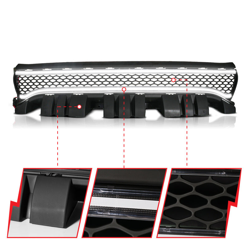 ANZO 15-23 Dodge Charger Black LED Grille w/ Initiation & Running Light/DRL Bar-thumbmail-4