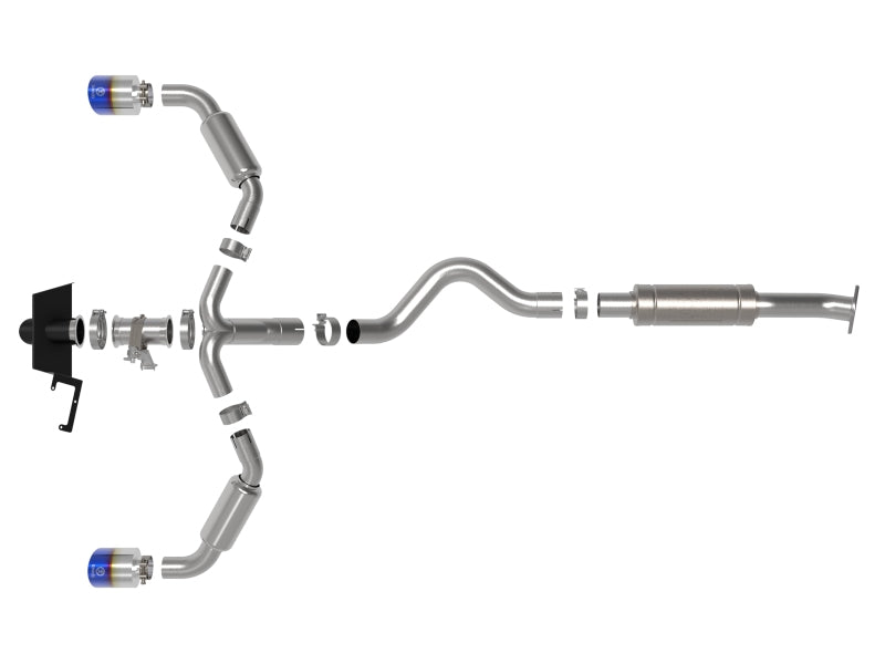 aFe 23-24 Toyota GR Corolla L3 1.6L (t) Gemini XV 3in to 2-1/2in Cat Back Exhaust w/ Blue Flame Tips-thumbmail-6