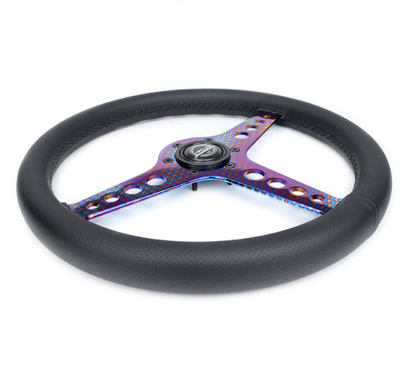 NRG Light Weight Gaming Steering Wheel - Driftz 350mm 3 NeoChrome Spokes Perforated Leather-thumbmail-3