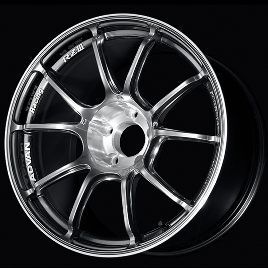Advan RZIII 18x9.5 / +45 Offset / 5x100 BC / 63mm Bore / Hyper Platinum Black & Diamond Cut