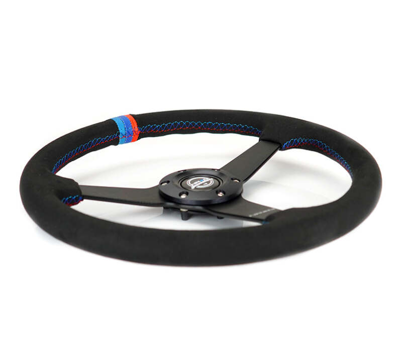 NRG Sport Wheel (350mm) 3 Solid Spokes - 1.5in Deep - Matte Black - Minty Fresh Miata Logo Etched-thumbmail-2
