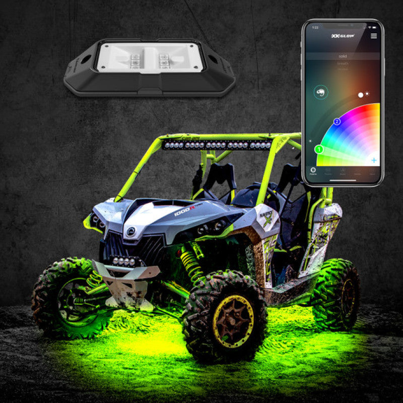 XK Glow Rock Light w/ XKchrome App Controlled Bluetooth Advanced Kit 4pc RGB 6W-thumbmail-1