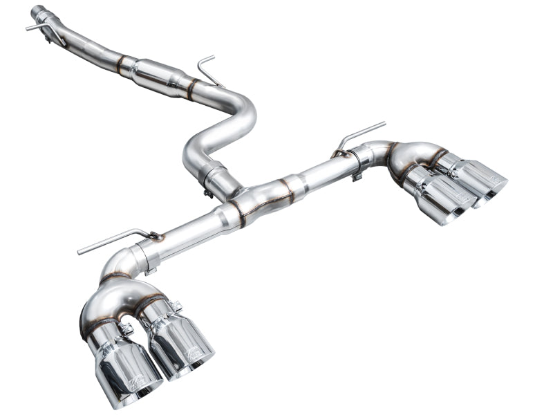 AWE MK8 Volkswagen Golf R 3in Track Edition Quad Exhaust - Chrome Silver Tips-thumbmail-11