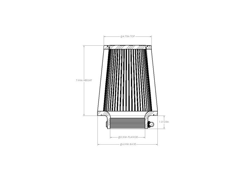 aFe POWER Universal Clamp-On Air Filter w/ D2 Dura-Dry Media - 3-1/2in F x 6in B x 4-3/4in T x 7in H-thumbmail-3