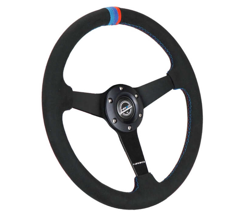 NRG Sport Wheel (350mm) 3 Solid Spokes - 1.5in Deep - Matte Black - Minty Fresh Miata Logo Etched-thumbmail-3