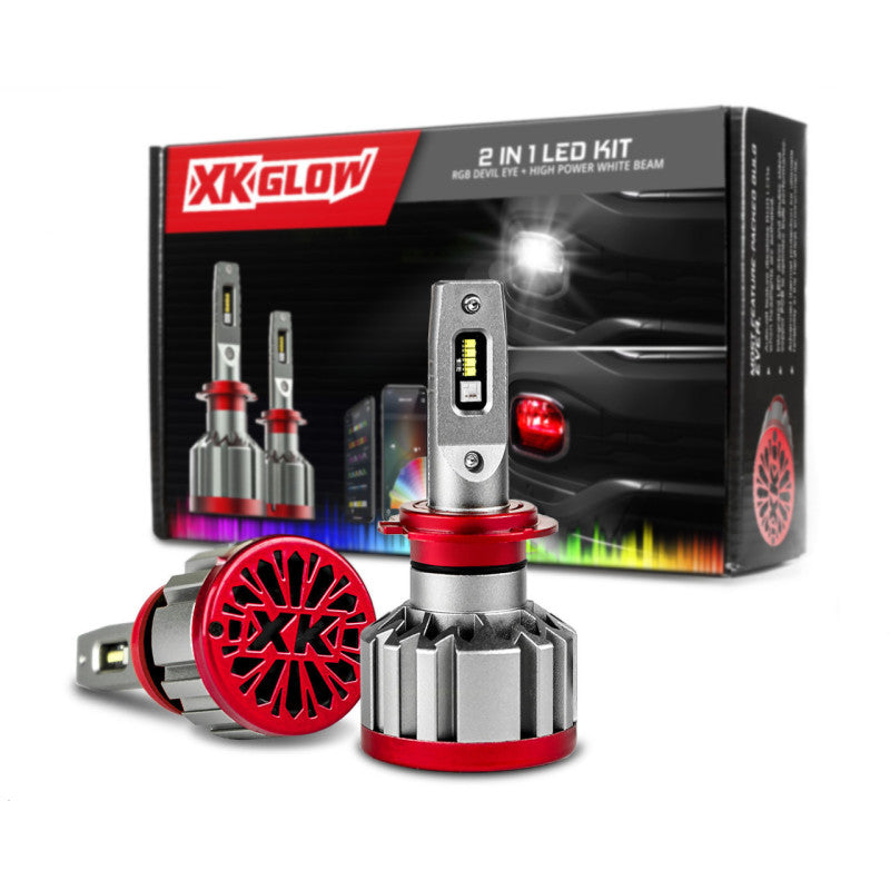 XK Glow RGB 2In1 LED Headlight Bulb Million Color XKCHROME App RGB/LED Headlight Kit - 2x 9004-thumbmail-1