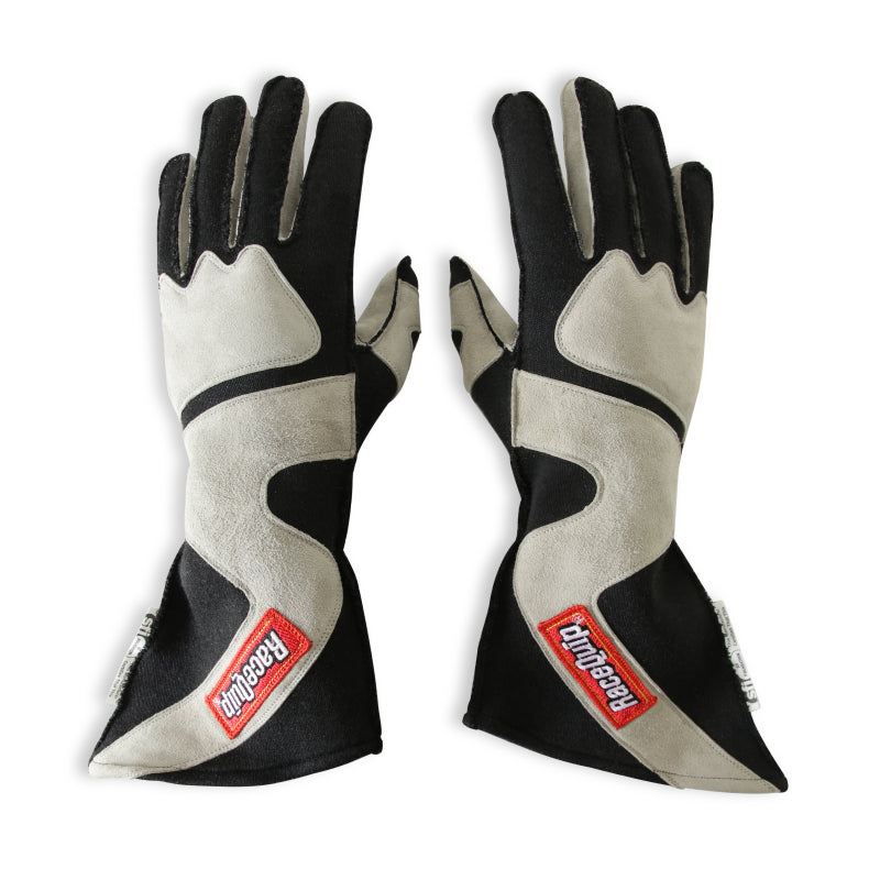 RaceQuip SFI-5 Gray/Black Small Outseam Angle Cut Glove
