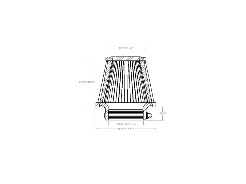 aFe POWER Universal Clamp-On Air Filter w/ D2 Dura-Dry Media - 3-1/2in F x 6in B x 4in T x 5in H-thumbmail-4