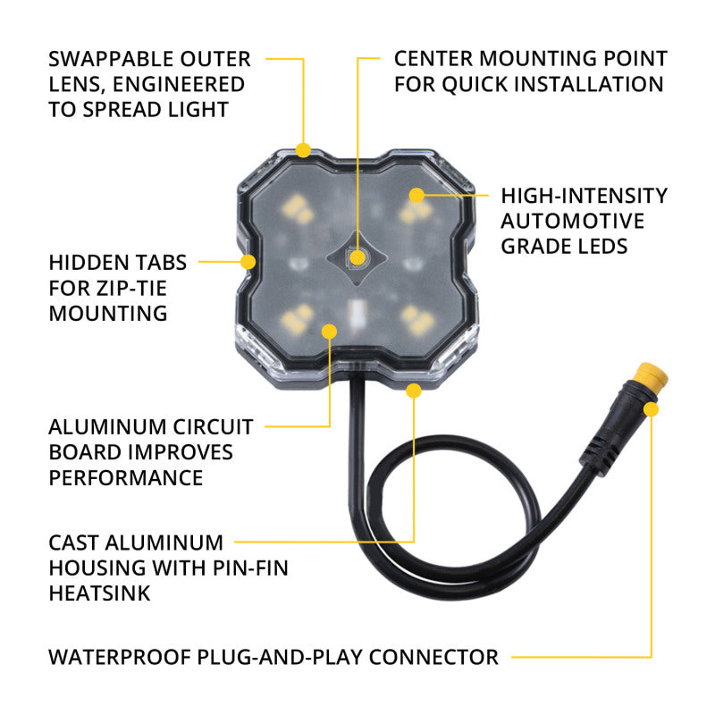 Diode Dynamics Stage Series SXS Rock Light Installer Kit - White Diffused M8 (4-pack)-thumbmail-3