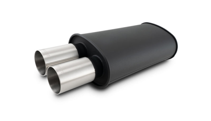 Vibrant StreetPower Flat Muffler Dual 304SS Brushed Tips 9in x 5in x 15in - 3in Dual Inlet-thumbmail-1