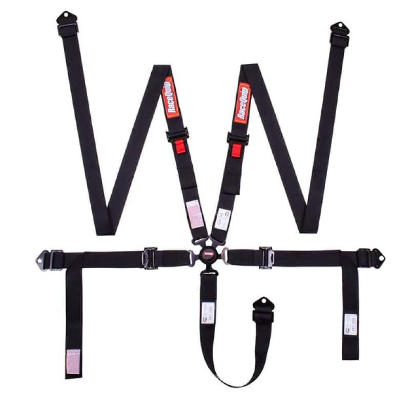 RaceQuip Camlock 5 Point 2In Auto Racing Harness Set / Pull-Down Lap / SFI 16.1 Seat Belt Set- Black-thumbmail-1