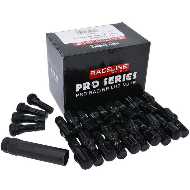 Raceline 12x1.5 Spline Black Lug Bolts (Set of 20)-thumbmail-1