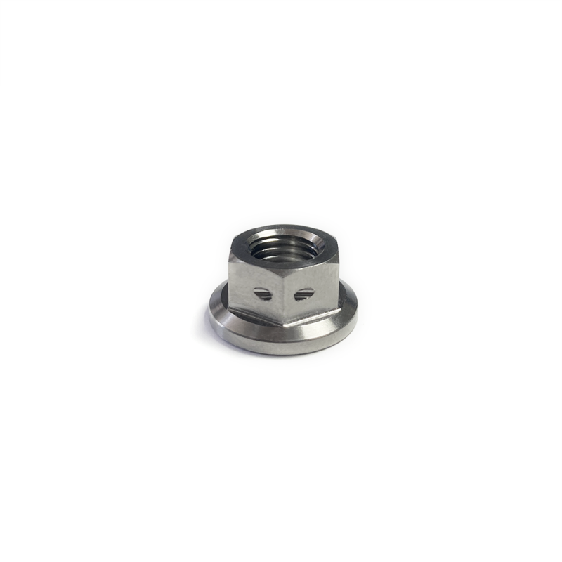 Ticon Industries Titanium Nut Flanged M5x.8TP 8mm 6pt Head Drilled-thumbmail-1
