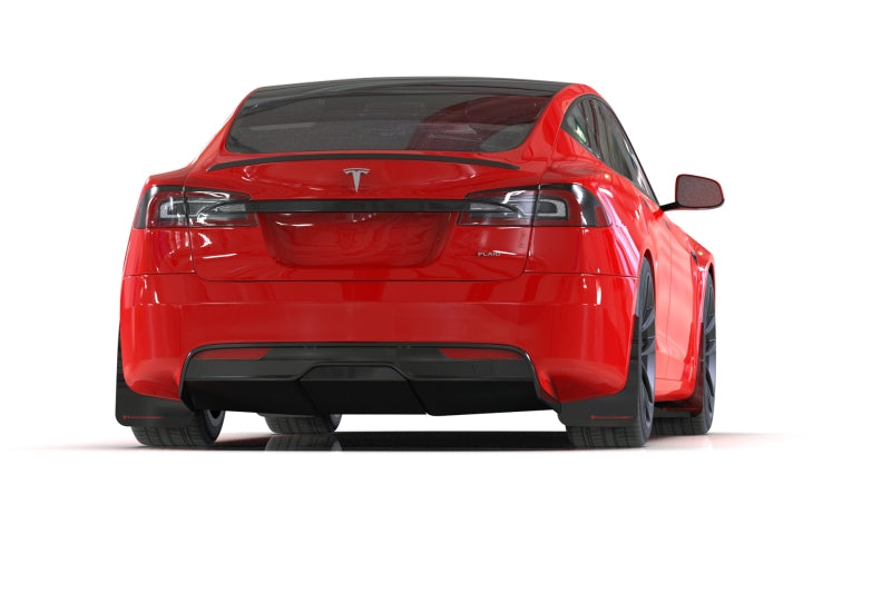 Rally Armor 21-23 Tesla Model S / S Plaid Black UR Mud Flap w/ White Logo-thumbmail-3