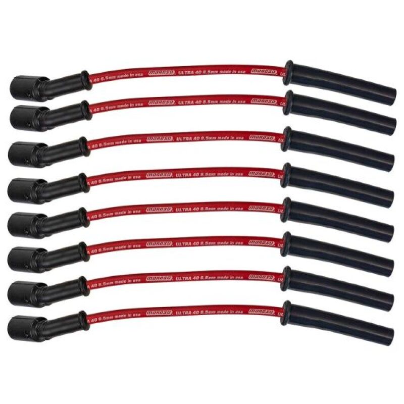 Moroso 99-13 GM LS/LQ 4.8/5.3/5.7/6.0/6.2L Ultra 40 8.5mm Multi-Angle Boot Spark Plug Wire Set - Red-thumbmail-1