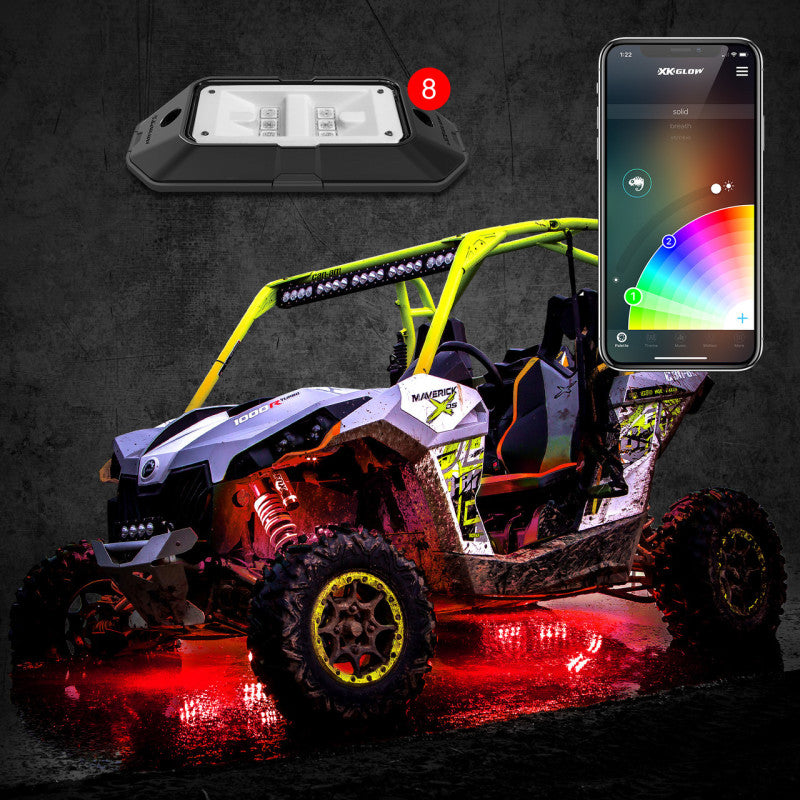 XK Glow Rock Light Advanced Kit w/ Dual-Mode Dash Mount Controller 8pc 6W LED-thumbmail-2