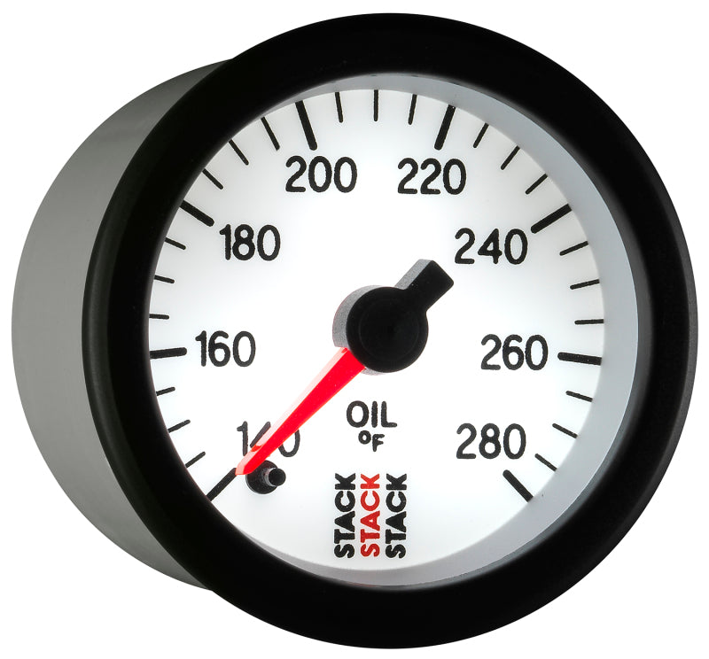 Autometer Stack 52mm 140-280 Deg F 1/8in NPTF Male Pro Stepper Motor Oil Temp Gauge - White-thumbmail-2