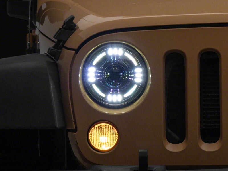 Raxiom 07-18 Jeep Wrangler JK Axial Series Quatro LED Headlights- Black Housing- Clear Lens-thumbmail-3