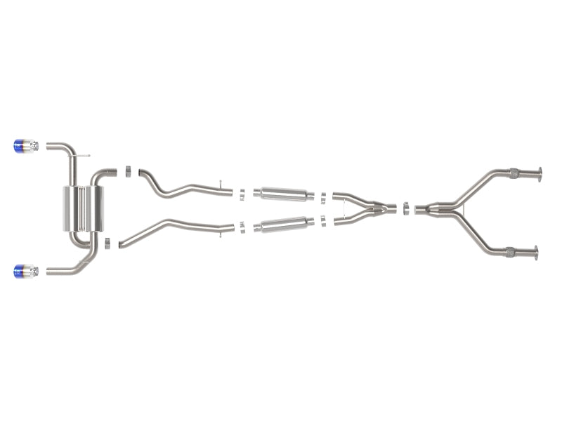 aFe 14-15 Infiniti Q50 V6 3.7L Takeda 2-1/2in 304 SS Cat-Back Exhaust System w/ Blue Flame Tips-thumbmail-5