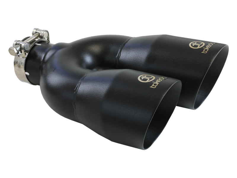 aFe Takeda 2.5in 304 Stainless Steel Clamp-on Exhaust Tip Driver Side 2.5in Inlet 4inDual-Black-thumbmail-1