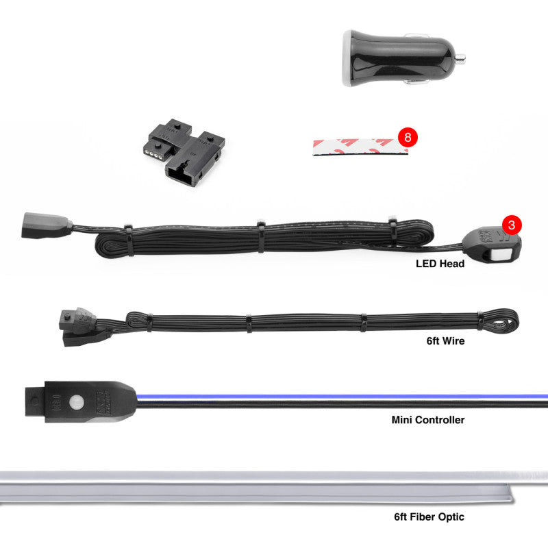 XK Glow Fiber Optic Roll 3pc LED Head XKchrome App Controlled Fiber Optic LED Accent Light Kit 6ft-thumbmail-1