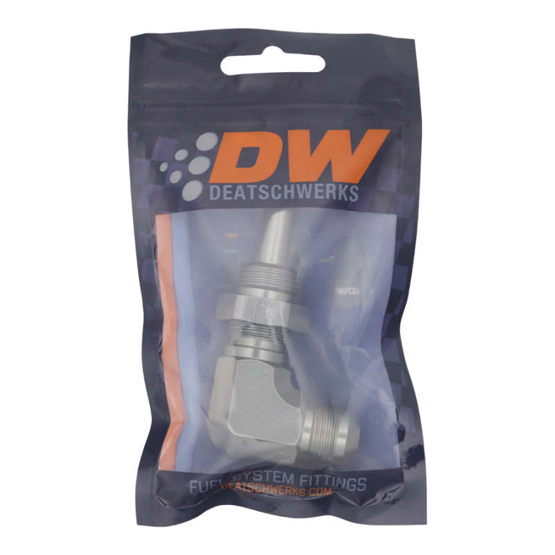 DeatschWerks 8AN Male Flare to 90-Degree 3/8in Single Hose Barb - Anodized DW Titanium-thumbmail-2