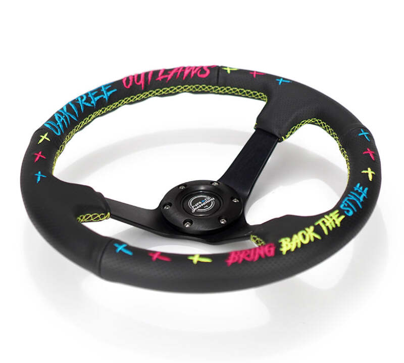 NRG Reinforced Steering Wheel - Oak Tree Outlaws 3in Deep/5mm Blk Spk 350mm Wheel - Blk Perf Lthr-thumbmail-5