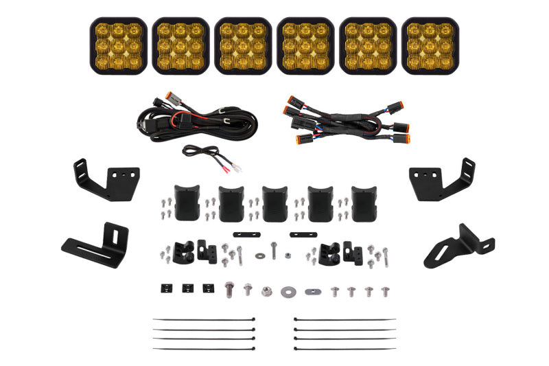 Diode Dynamics Prinsu/Sherpa Roof Racks- SS5 6-Pod CrossLink Mounting Kit - Pro Yellow Driving-thumbmail-1