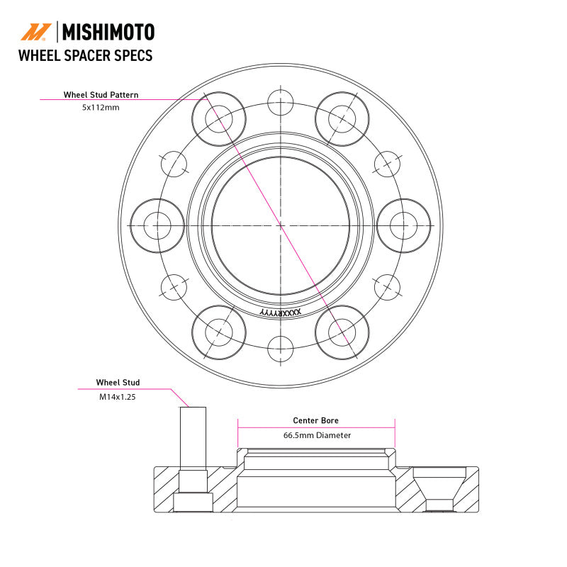 Mishimoto Wheel Spacers - 5x112 - 66.5 - 12 - M14 - Black-thumbmail-2