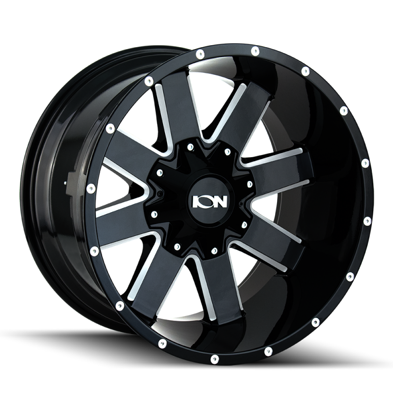 ION 141 20x12 / 8x165.1 BP / -44mm Offset / 130.8mm Hub Gloss Black Milled Wheel-thumbmail-1