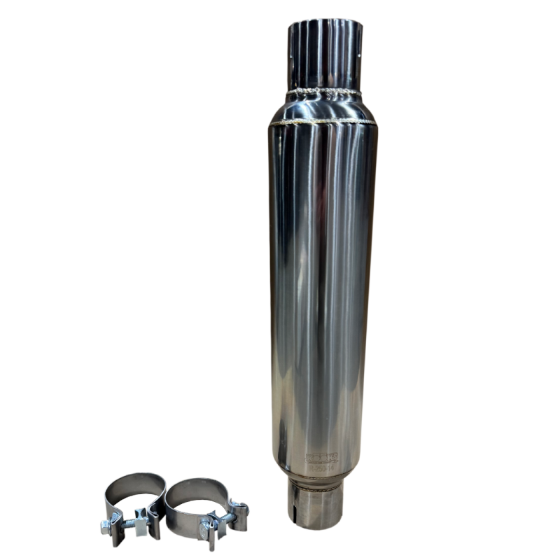 Kooks 2.5in Round Clamp In Muffler 14in Long Polished Stainless Steel-thumbmail-2