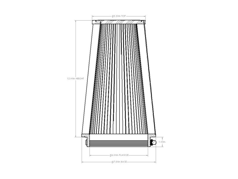 aFe POWER Universal Clamp-On Air Filter w/ D2 Dura-Dry Media - 6in F x 7.5in B x 5.5in T x 12in H-thumbmail-3