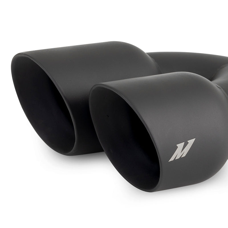 Mishimoto Dual Offset Tips 2.5in Inlet 3in Outlet Slash Cut - Black-thumbmail-2