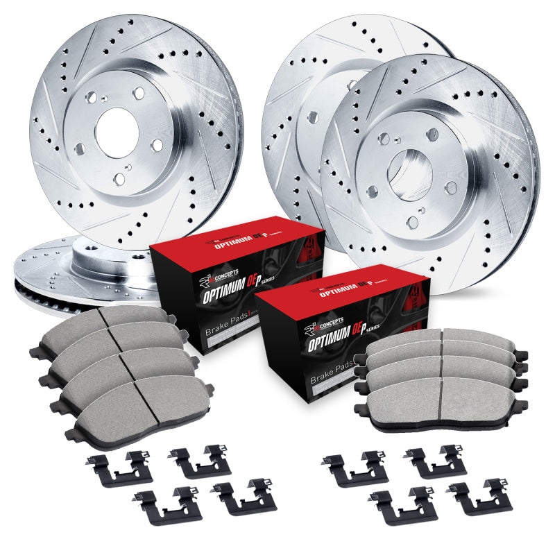 R1 13-20 Subaru WRX Front & Rear Drill/Slot Silver Rotors w/Optimum Pads-thumbmail-1